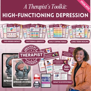 High Functioning Depression Bundle Workbook, Depression Spiral, Therapy Worksheets, CBT DBT, Coping Skills, Persistent Depression, Dysthymia