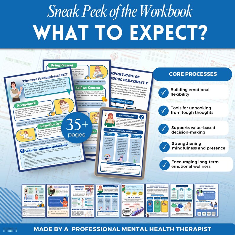 ACT Workbook for Clients Mega Bundle, Acceptance and Commitment Therapy ...