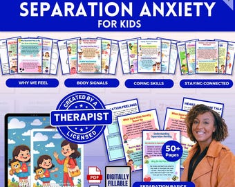 Cuaderno de ejercicios para la ansiedad por separación en niños, para terapeutas, padres, consejeros escolares y trabajadores sociales, terapia de juego y terapia cognitivo conductual.