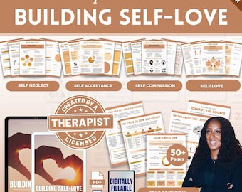 Self Love Mega Bundle | Toolkit for Building Self-Love, Self-esteem, Therapy Worksheets, Mental Health Workbook, Counselors, Social Workers