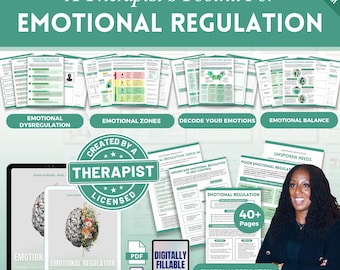 Emotional Regulation, Managing Emotions Workbook Mega Bundle, Therapy Worksheets, Self Regulation, Calming Corner, Nervous System Regulation