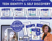 Teen Identity & Self Discovery Mega Bundle Workbook, Therapy Worksheets, Self Esteem, Inner Critic, Self Identity, Emotional Growth, CBT