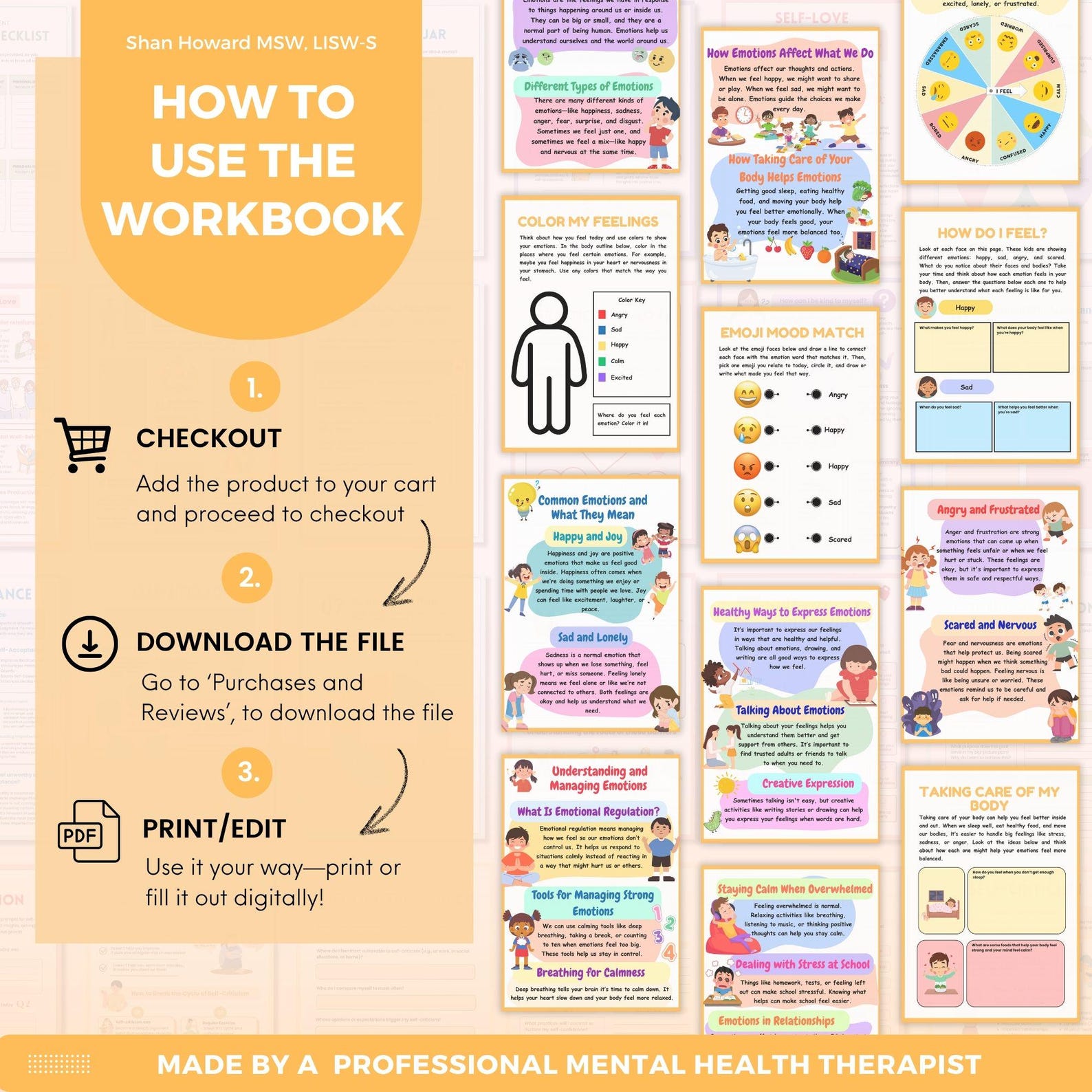Kids Emotional Regulation Mega Bundle Workbook, Self Awareness, Therapy ...