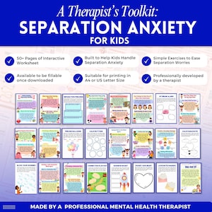 Separation Anxiety for Kids Mega Bundle Workbook, for Therapist ...