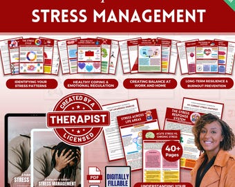 Pacchetto completo di esercizi per la gestione dello stress, sollievo dallo stress, benessere mentale, strategie di coping, regolazione emotiva, esaurimento mentale, affaticamento