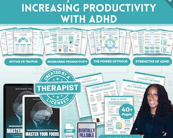 ADHD Planner Toolkit Bundle, ADHD Productivity, ADHD Workbook, Worksheets, Adh Journal, Adhd Digital Planner
