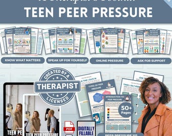 Peer Pressure Mega Bundle Workbook, Teen Peer Pressure, Therapy Worksheets, Social Media, Social Skills, Positive and Negative Influences