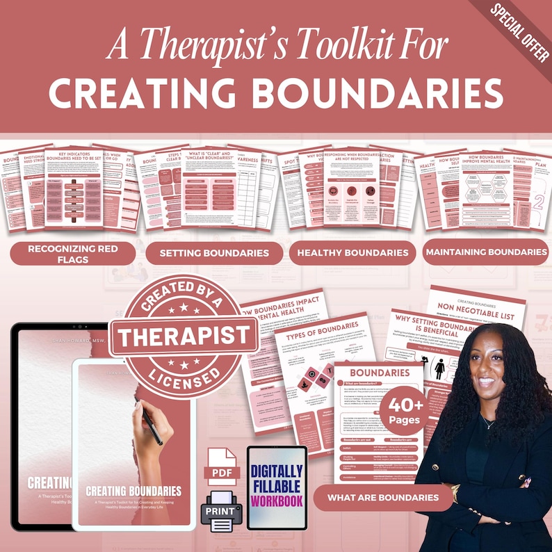 Setting Boundaries, Boundaries Workbook Mega Bundle, Therapy Worksheets, Boundary Setting, Confidence Building, People Pleasing image 1