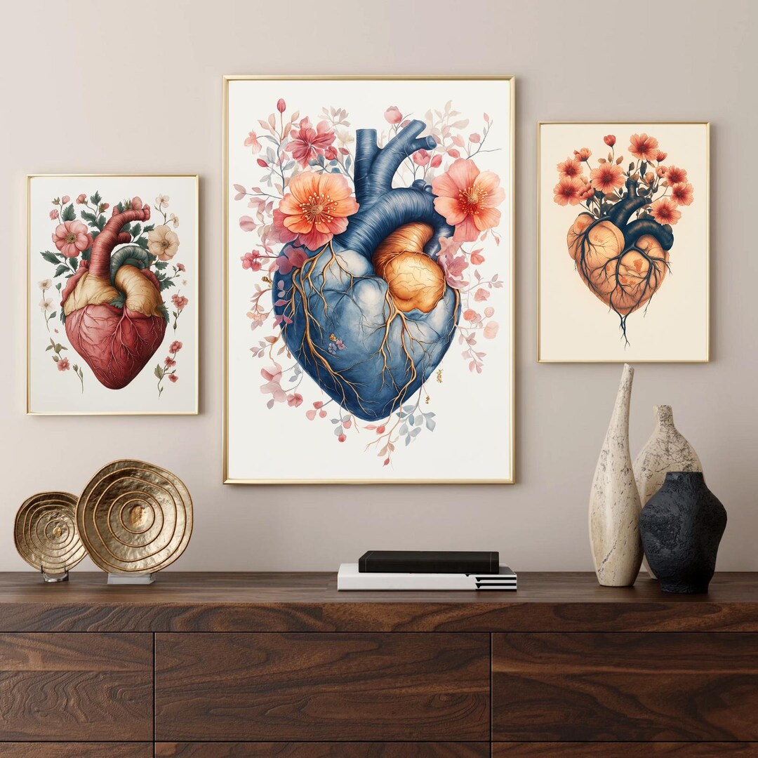 Roses Heart Anatomy Art Print: Medical Decor (digital Download) - Etsy