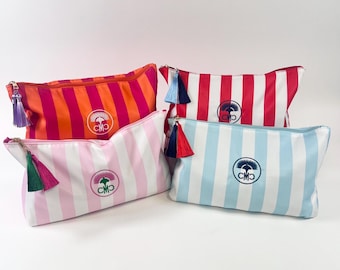 The Mahjong Club Tile Bag- Striped w/ Tassels & Velvet Liner