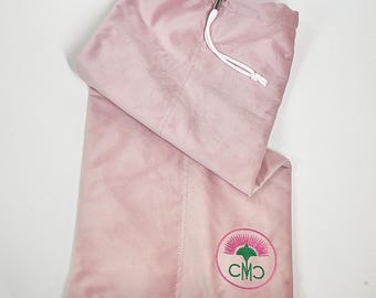 Mahjong Rack Bag-  Light Pink Velvet Drawstring w/ 4 Compartments