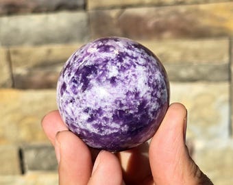 Purple Lepidolite Sphere – Mica Flecks Crystal Ball, Healing Stone Gift