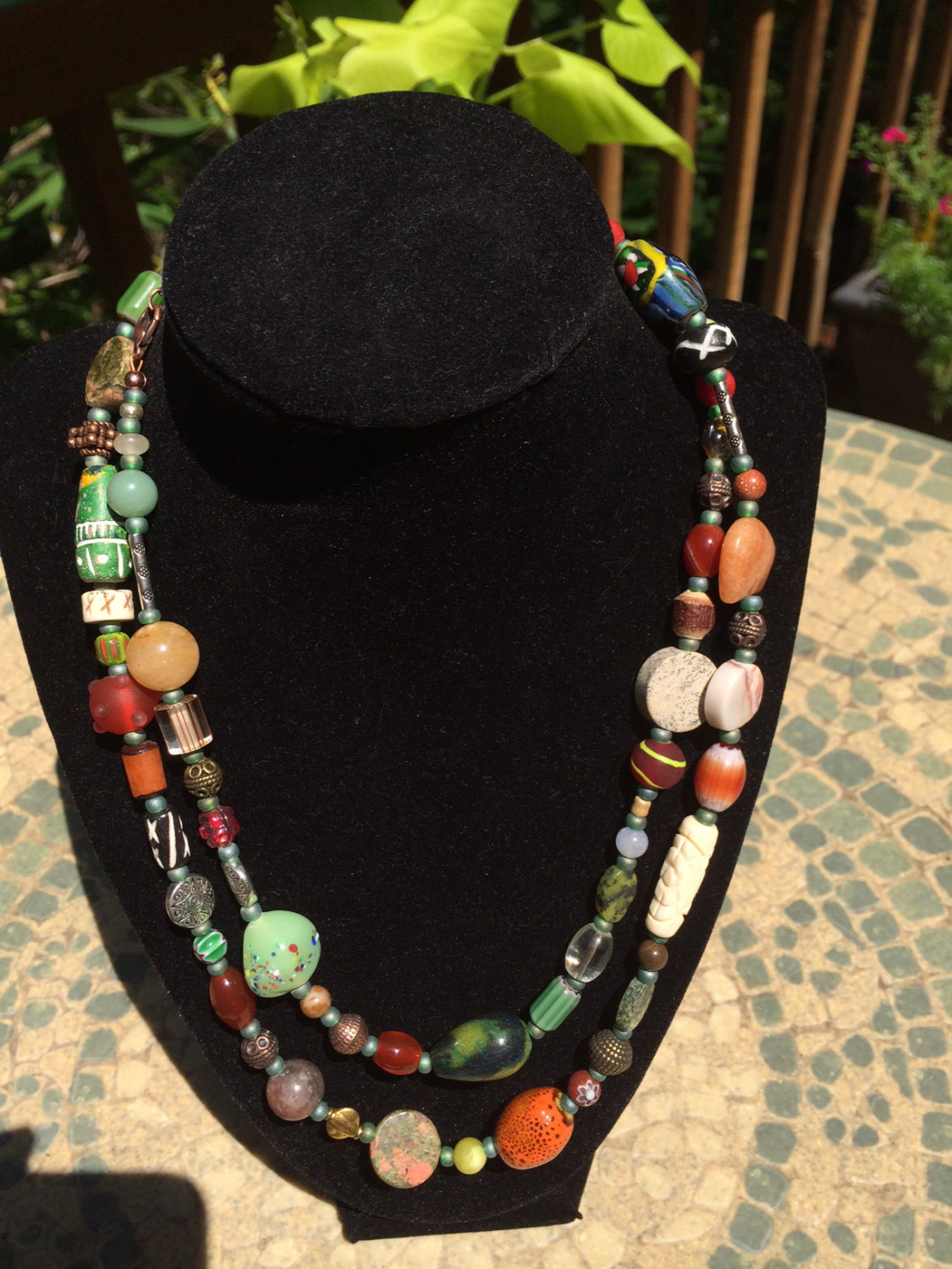 Good Karma Lucky charm necklace long beaded necklace trade bead jewelry love beads