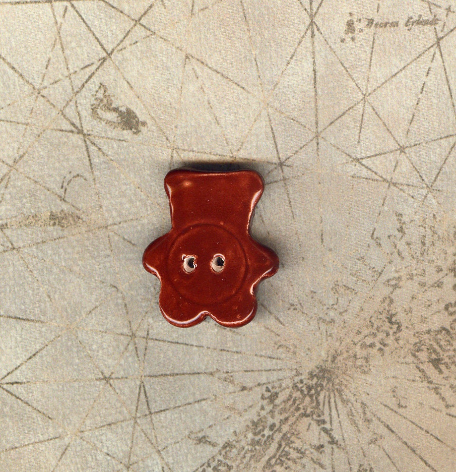 Teddy bear button Holiday button Christmas button ceramic Etsy