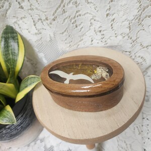 Vintage Beach Trinket Box Resin Seagull Seashell Decor