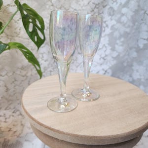 Iridescent Shot glass set multicolor vintage bar fluted cups pink maximalist bar decor set of 2