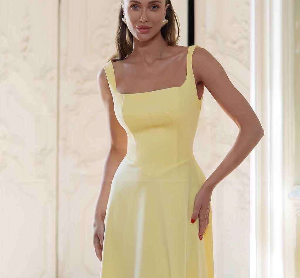 yellow square neck dress Sun Embellished Split Leg Mini In | EGO US Whether you are dressing for a wedding party KissProm Square Neck Long Sleeve