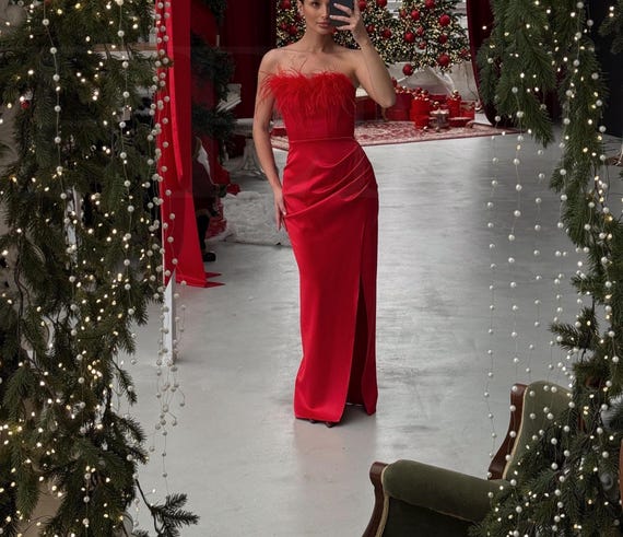 vibrant red dress Mischa Gown