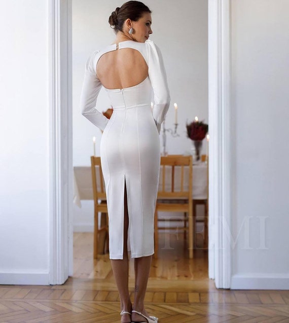 off the shoulder sleeves for wedding dress Timeless Off-Shoulder 3/4 Sleeve Custom Lace Tea-Length Wedding Dress