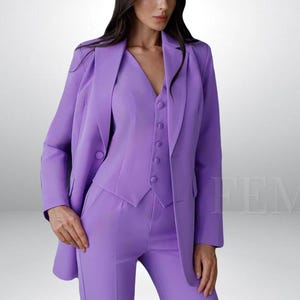 Purple Women&#39;s Suit | Blazer Vest & Straight Pants, &#39;Nelly&#39; Model