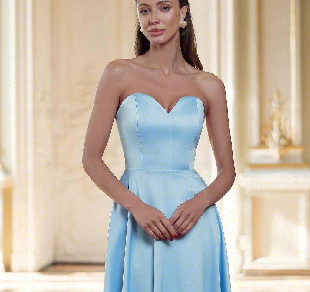 formal women's light blue strapless dress for school Lulus | Pearl Maxi | Womens | Medium (Available in S, L, XL) Light Blue Light Blue Corset Dress -