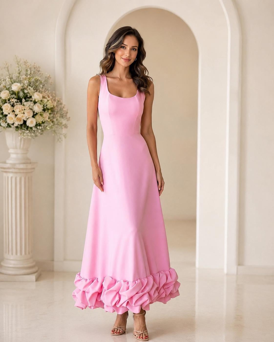 strapless open back dress ROMANTIC FLORAL TIERED RUFFLE MAXI DRESS WITH SMOCKED BACK main image 1