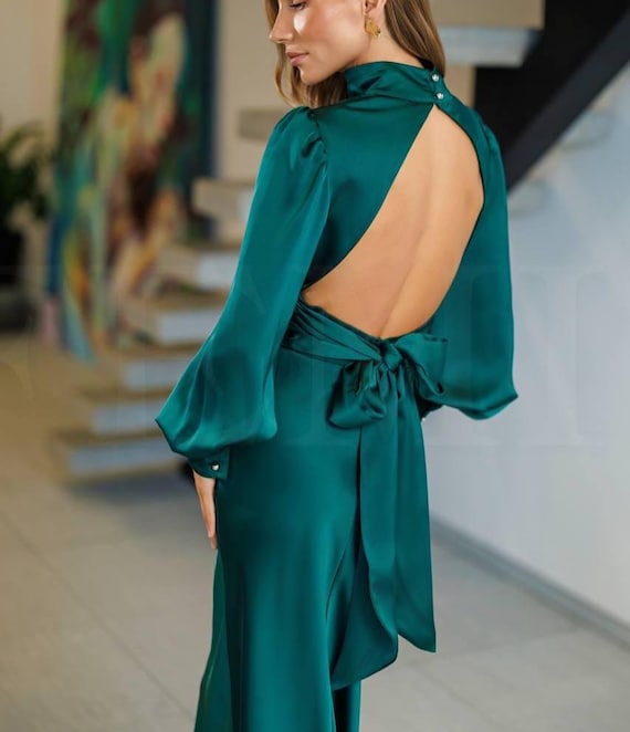 satin dress canada Satin dress with lace detail - Women