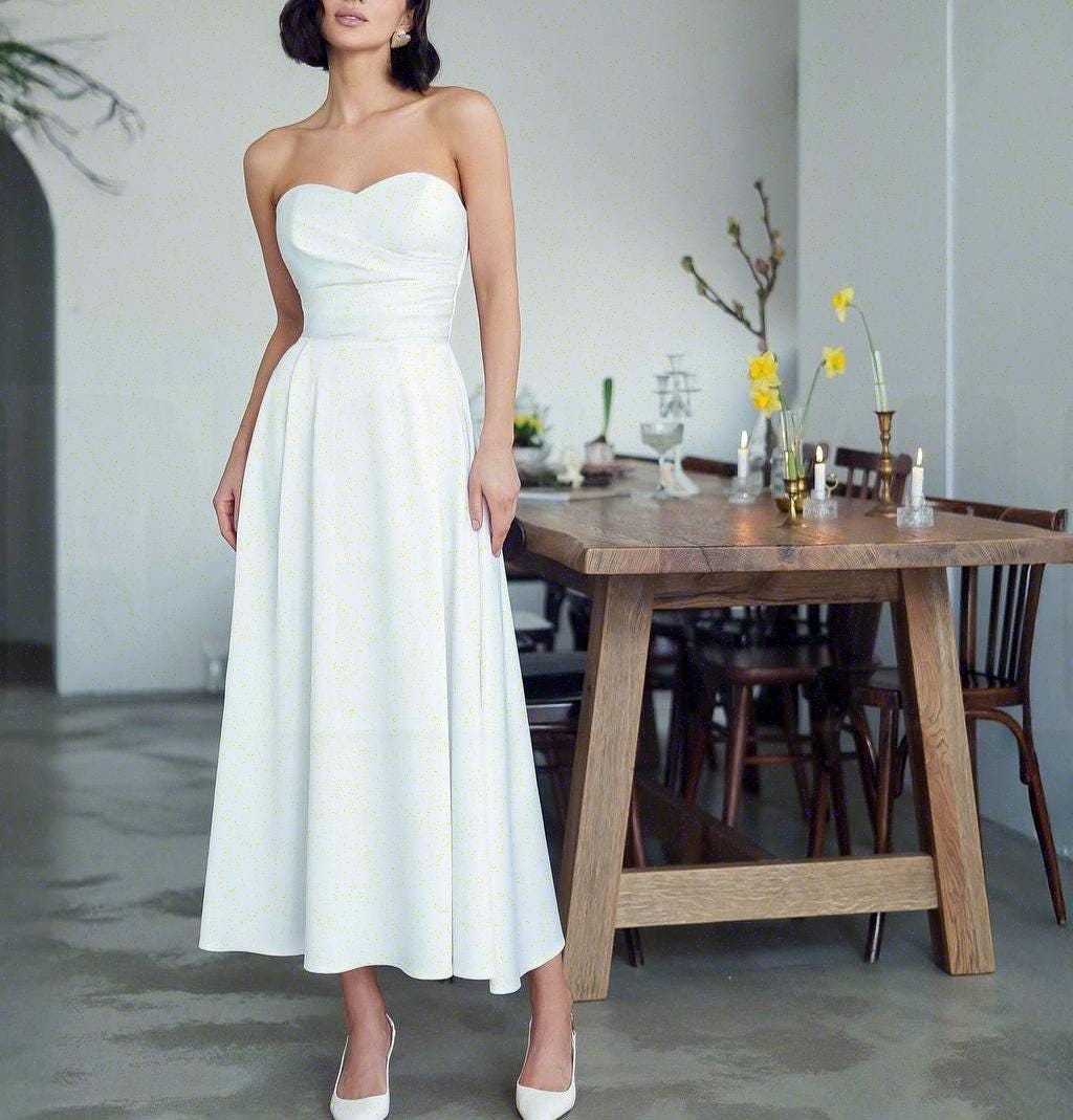 slim fit dress slacks Kyla Fitted Strapless Midi Dress – No. 14 main image 0