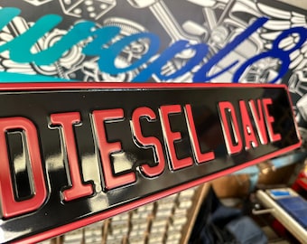 Custom Euro Personalised Black 3D Pressed Trucker Show Plate Embossed for Lorry, Van, Car, Bedroom, name, Licence, Number, Sign, Instagram