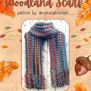 Woodland Scarf Pattern, Crochet Scarf Pattern, Crochet Scarf, winter scarf pattern, winter scarf, scarf