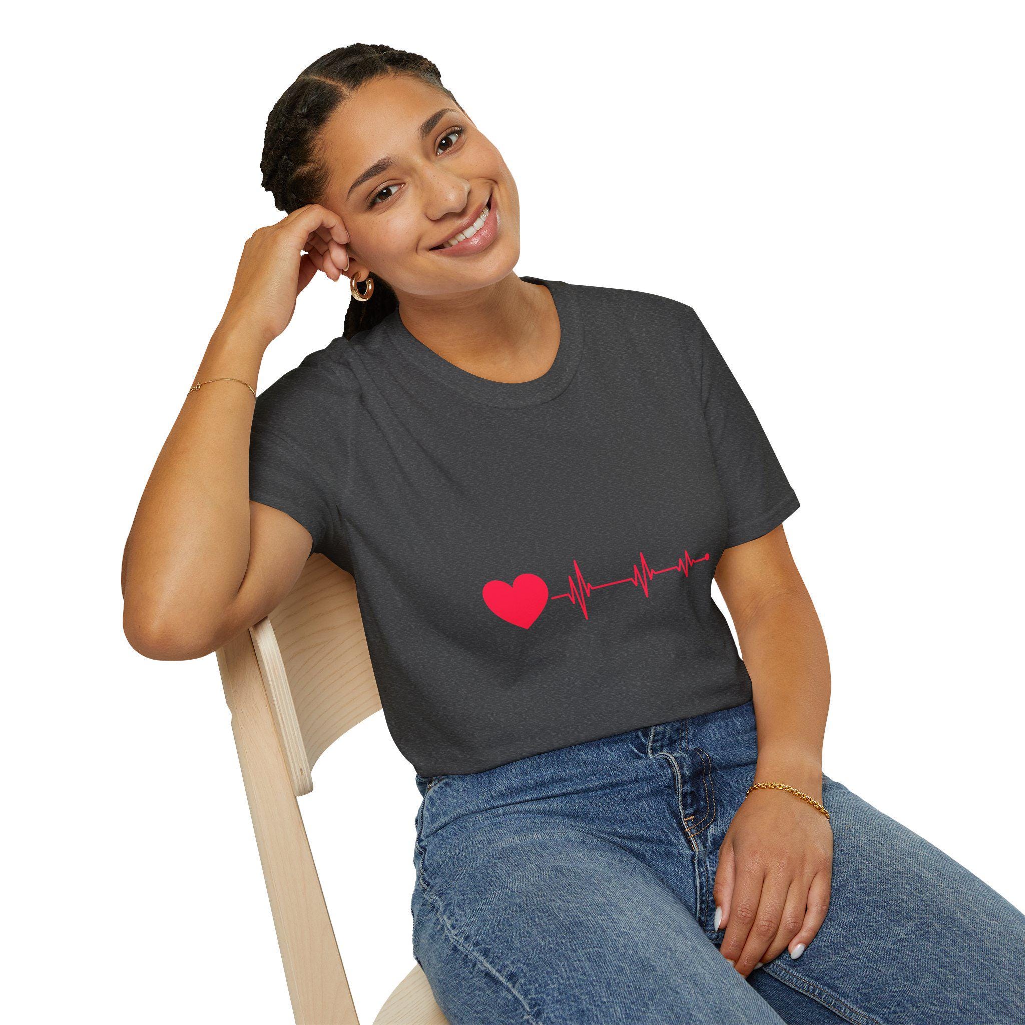Heartbeat Graphic Unisex T-Shirt, Casual Wear, Gift for Nurses, Heartbeat Shirt, Everyday Comfort, Medical Appreciation Tee