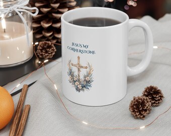 Faith-Inspired Mug | Jesus My Cornerstone | Christian Gift, Inspirational Mug, Religious Coffee Cup, Church Fundraiser, Gift for Believers