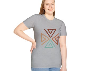 Boho Geometric Unisex T-Shirt, Softstyle Tee, Casual Wear, Gift for Friends, Everyday Style, Eco-friendly Apparel