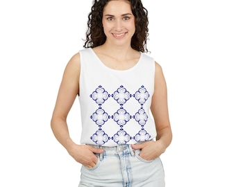 Nautical Floral Tank Top, Summer Essential, Beachwear, Vacation Outfit, Gift for Her, Casual Style