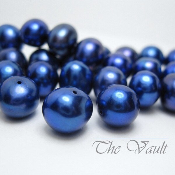 6 Large Royal blue potato pearls