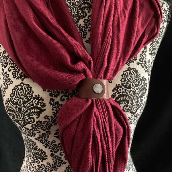 Shawl Cuff, ponytail wrap, napkin ring, cable organizer, key ring, genuine Leather snapped loop (accessories not included)