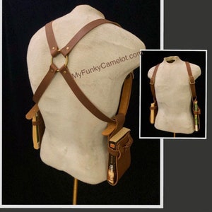 Book holster suspender harness, book harness, book holster harness, Caleb widogast, critical role Cosplay, Leather harness for books
