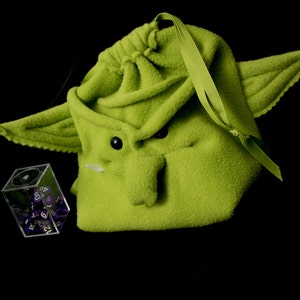 Wartgrub the Big Orc Dice Bag holds 300 Dice Handheld Video Game case, DS DSi drawstring pouch, wristlet purse Goblin, Orc, in moss green image 3