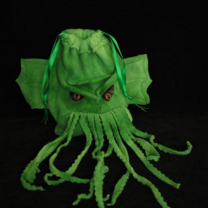 dicebag CTHULHU Ed Dice Bag gadget bag wristlet purse drawstring pouch /DnD Warcraft SciFi Convention Lovecraft partner gift guy gift image 4