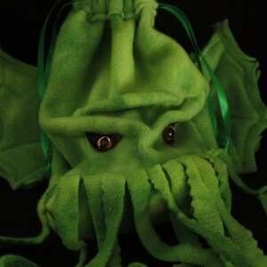 dicebag CTHULHU Ed Dice Bag gadget bag wristlet purse drawstring pouch /DnD Warcraft SciFi Convention Lovecraft partner gift guy gift image 2