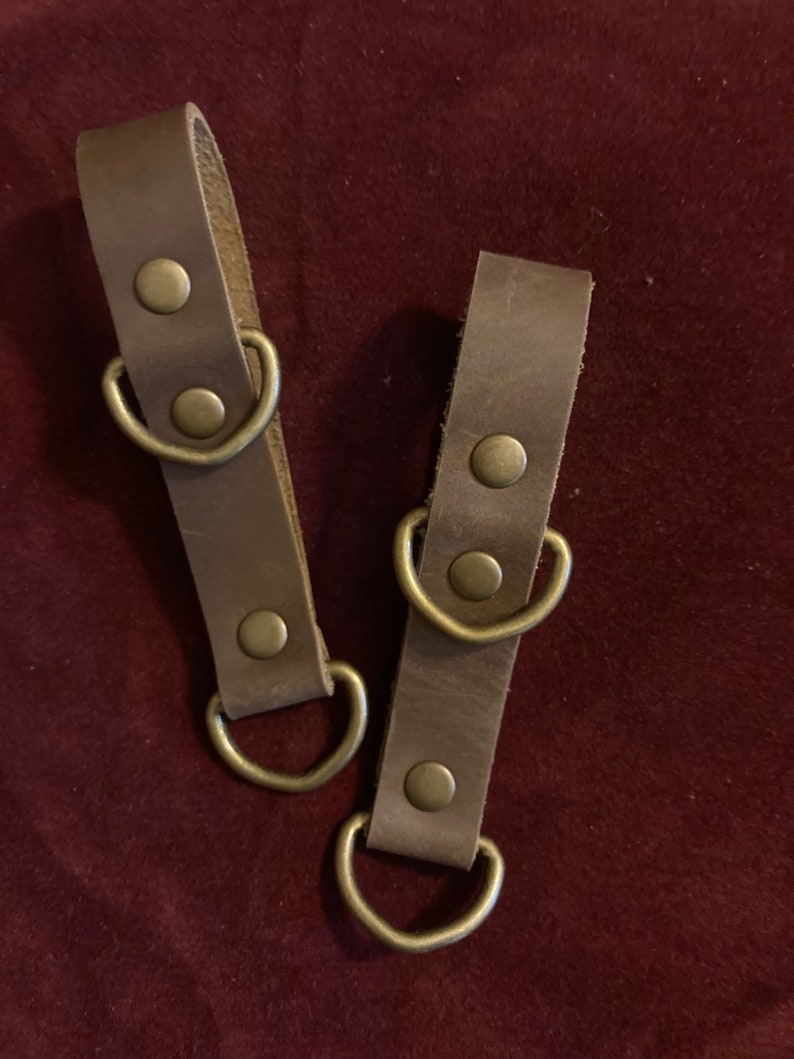 Belt Loop Accessory gadget hanger, Real leather/LARP, Hiker, Renfaire, Renfest, Renaissance festival accessory D rings leather loop keychain image 7