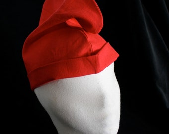 Phrygian Cap French Revolutionary hat in red linen, olive green hemp Historical hat- Men's hat  SCA Garb, LARP 12th century cap