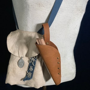 Fan Holster, Belt holster & fan, genuine leather fan sheath, for Renfaire, 2 options hangs on belt or snaps. Sandalwood fan Included image 10