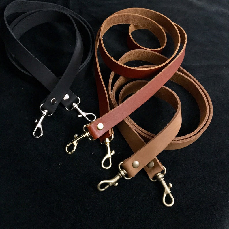 Purse straps. Replacement leather 3/4 strap w/ snap hook, swivel hook leather purse strap brown, black, brass, silver, antique brass image 1