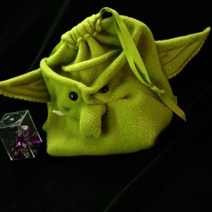 Wartgrub the Big Orc Dice Bag holds 300 Dice Handheld Video Game case, DS DSi drawstring pouch, wristlet purse Goblin, Orc, in moss green image 1