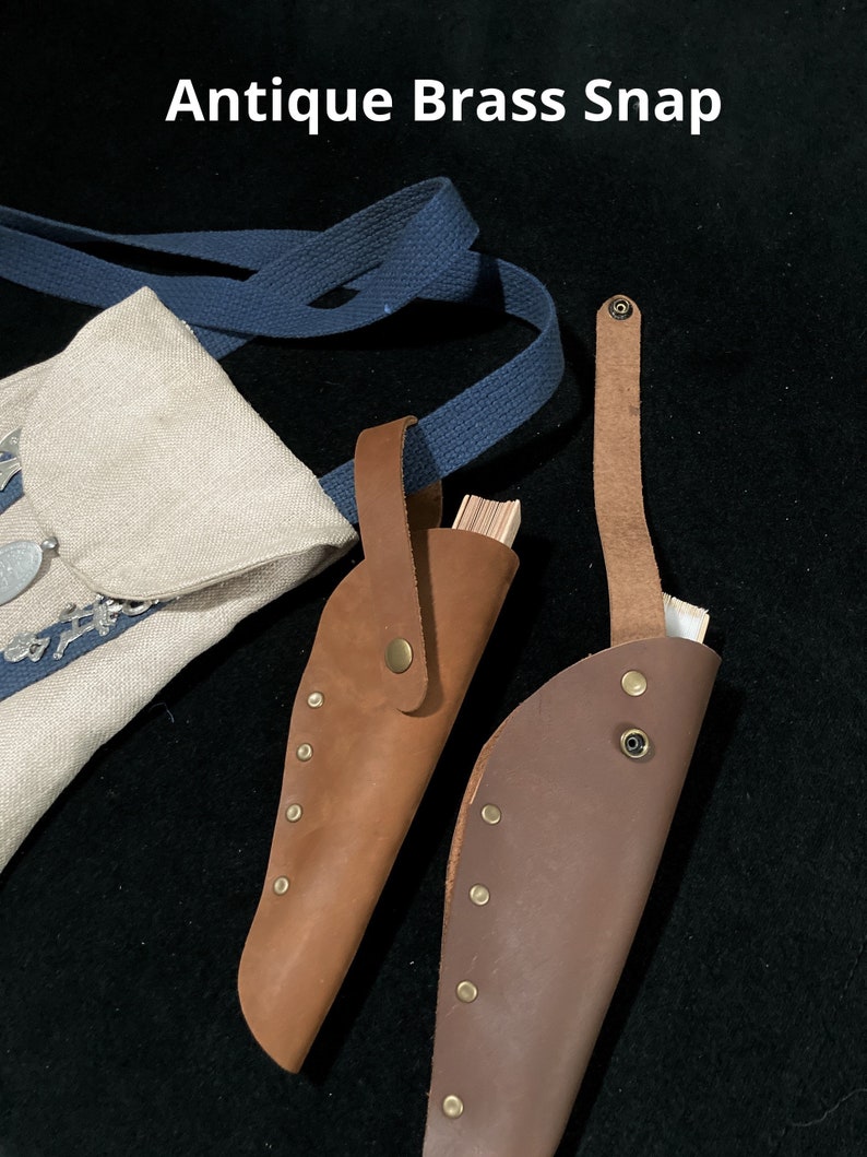 Fan Holster, Belt holster & fan, genuine leather fan sheath, for Renfaire, 2 options hangs on belt or snaps. Sandalwood fan Included image 6