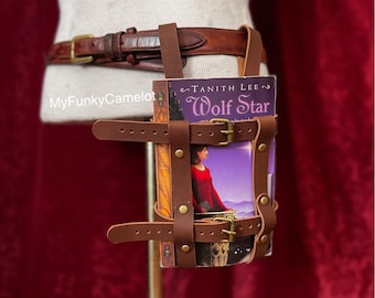 Leather Book Holster for Paperback, Cosplay Renfaire Costume
