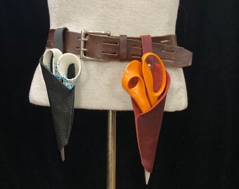 Scissors belt holster, sheers case, scissor holster, genuine leather, scissors not included.