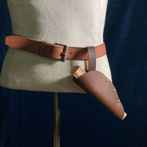 Fan Holster, Belt holster & fan, genuine leather fan sheath, for Renfaire, 2 options hangs on belt or snaps. Sandalwood fan Included image 8
