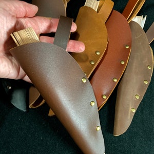 Fan Holster, Belt holster & fan, genuine leather fan sheath, for Renfaire, 2 options hangs on belt or snaps. Sandalwood fan Included image 4